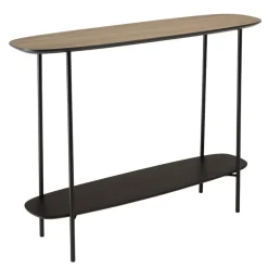 Macabane Console 2 plateaux bi-matière mocha noir pieds métal JULIA Outlet