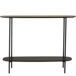 Macabane Console 2 plateaux bi-matière mocha noir pieds métal JULIA Outlet