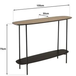 Macabane Console 2 plateaux bi-matière mocha noir pieds métal JULIA Outlet