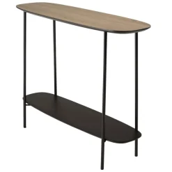 Macabane Console 2 plateaux bi-matière mocha noir pieds métal JULIA Outlet