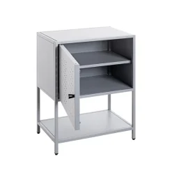 3S. x Home Console 1 porte et 1 étagère en métal gris Best