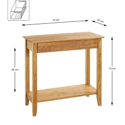 3S. x Home Console 1 tiroir et 1 etagère bois de chêne New