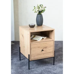 3S. x Home Console 1 tiroir et 1 étagère décor chêne Clearance
