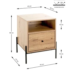 3S. x Home Console 1 tiroir et 1 étagère décor chêne Clearance