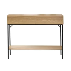 Calicosy Console 2 Tiroirs 1 Tablette Décor Bois en bois Beige Discount