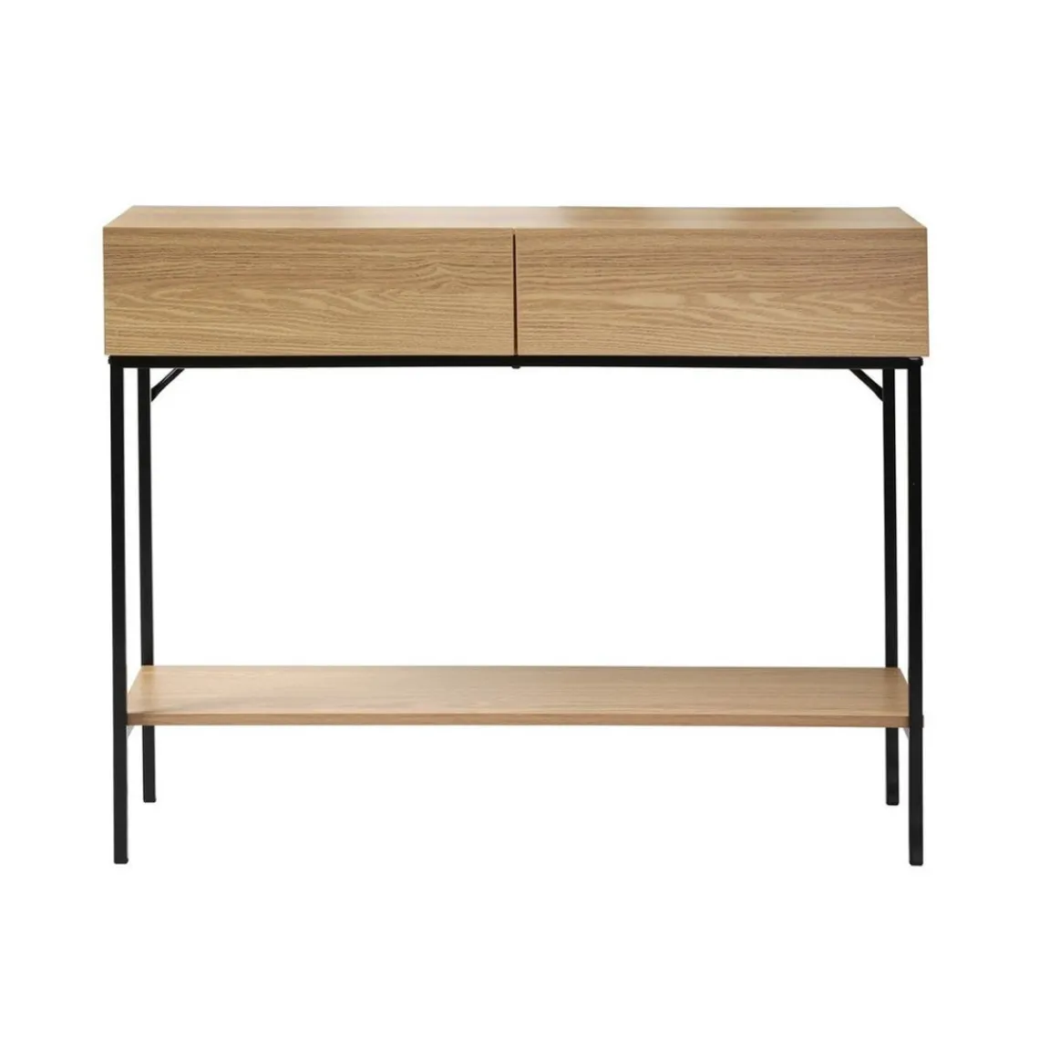 Calicosy Console 2 Tiroirs 1 Tablette Décor Bois en bois Beige Discount