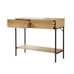 Calicosy Console 2 Tiroirs 1 Tablette Décor Bois en bois Beige Discount