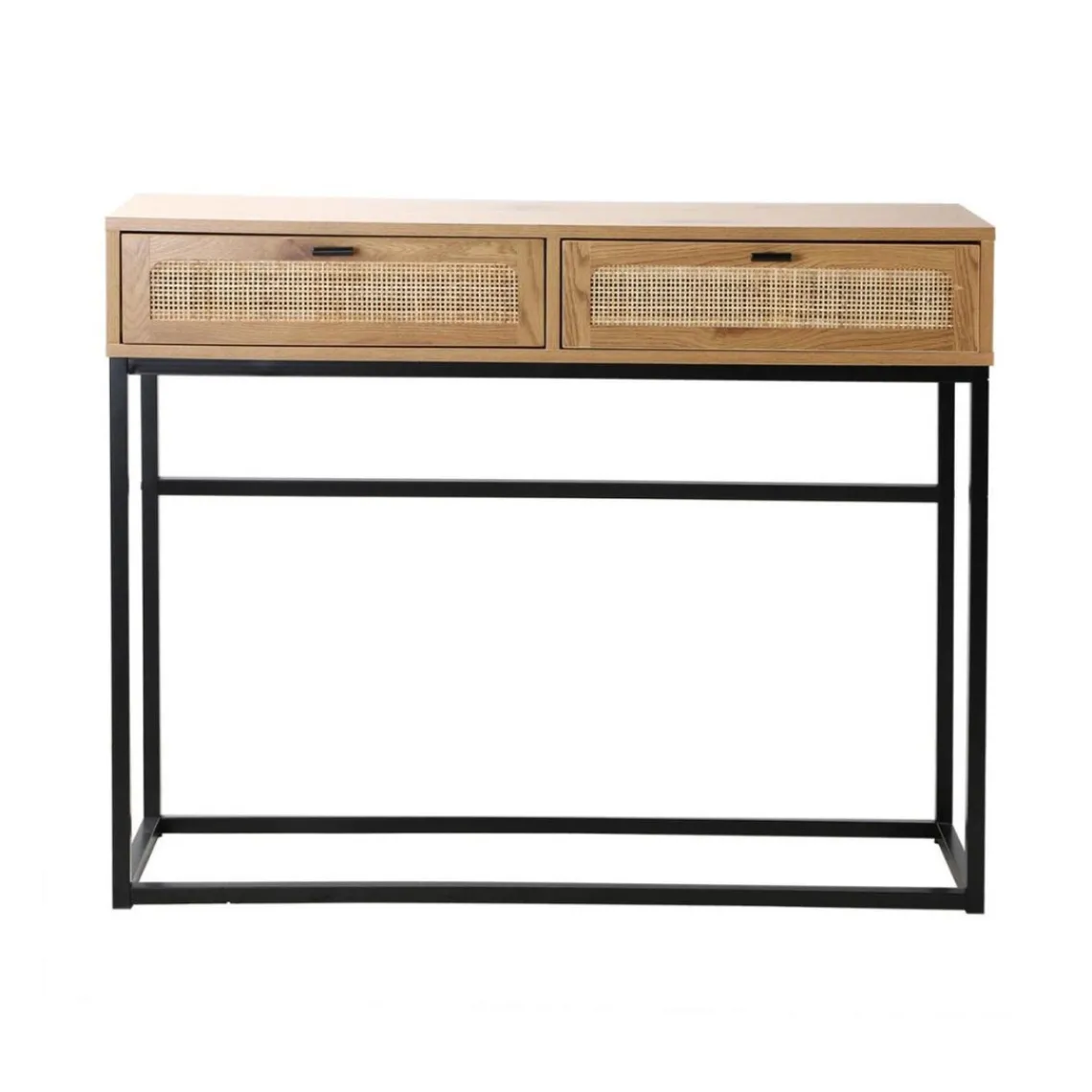 Calicosy Console 2 Tiroirs avec Cannage Rotin en bois Beige Discount