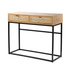Calicosy Console 2 Tiroirs avec Cannage Rotin en bois Beige Discount