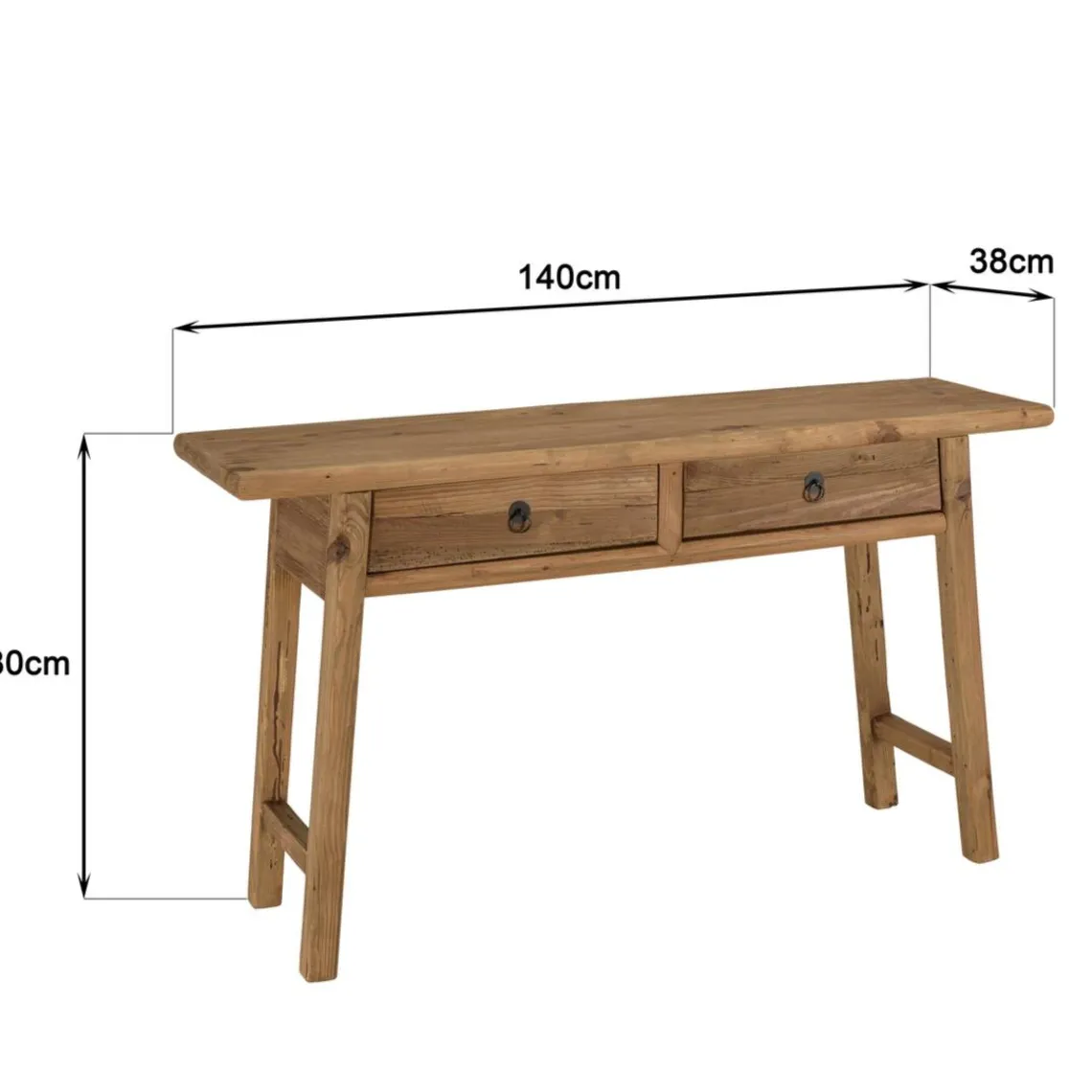 Macabane Console 2 tiroirs bois pin recyclé SANDY Hot