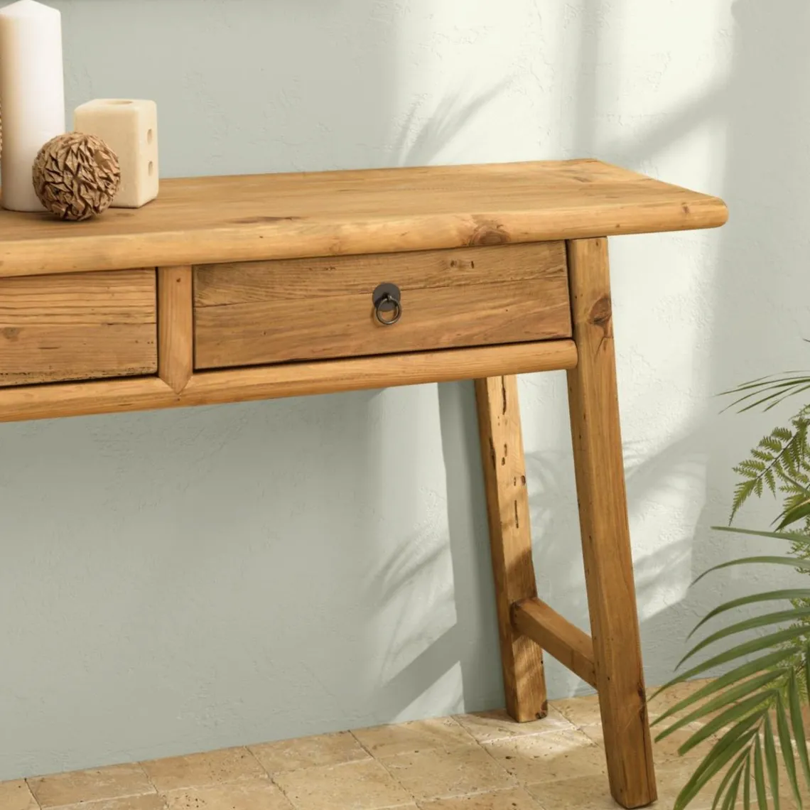 Macabane Console 2 tiroirs bois pin recyclé SANDY Hot