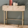 Macabane Console ALINE 2 Tiroirs Pieds Métal Doré Sale