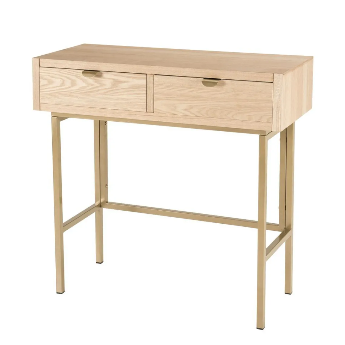 Macabane Console ALINE 2 Tiroirs Pieds Métal Doré Sale