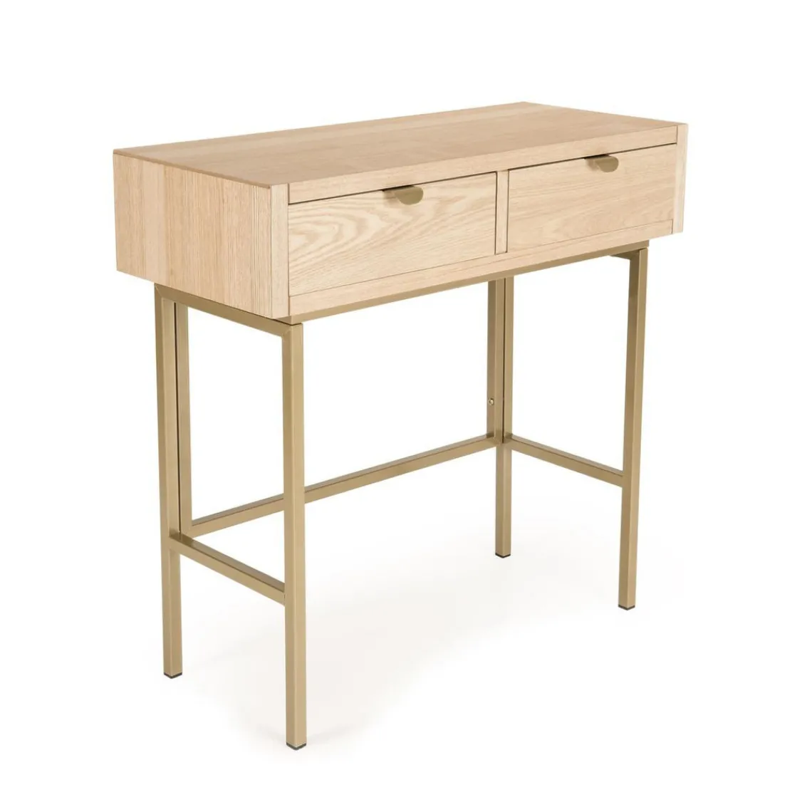 Macabane Console ALINE 2 Tiroirs Pieds Métal Doré Sale