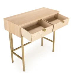 Macabane Console ALINE 2 Tiroirs Pieds Métal Doré Sale