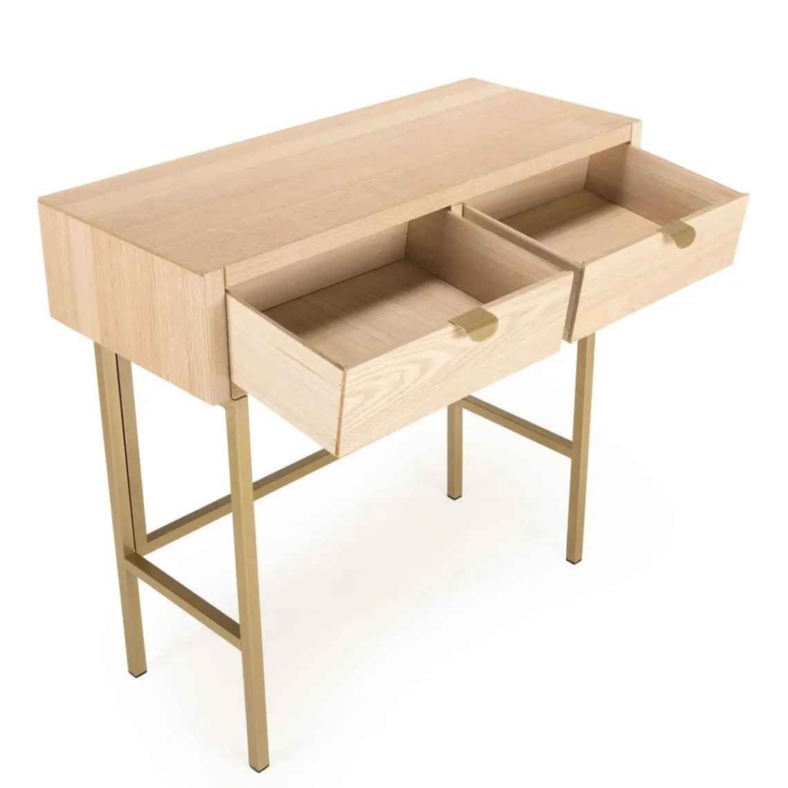 Macabane Console ALINE 2 Tiroirs Pieds Métal Doré Sale