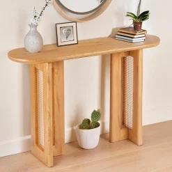 3S. x Home Console avec cannage Bohemia Chêne clair et Rotin Sale