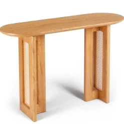 3S. x Home Console avec cannage Bohemia Chêne clair et Rotin Sale