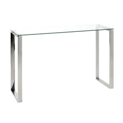 3S. x Home Console avec structure en Inox brillant et plateau en Verre trempé Argenté Online