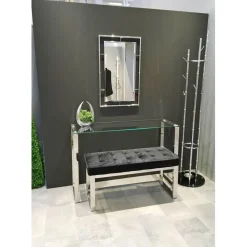 3S. x Home Console avec structure en Inox brillant et plateau en Verre trempé Argenté Online