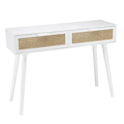 Macabane Console blanche 2 tiroirs cannage naturel Online