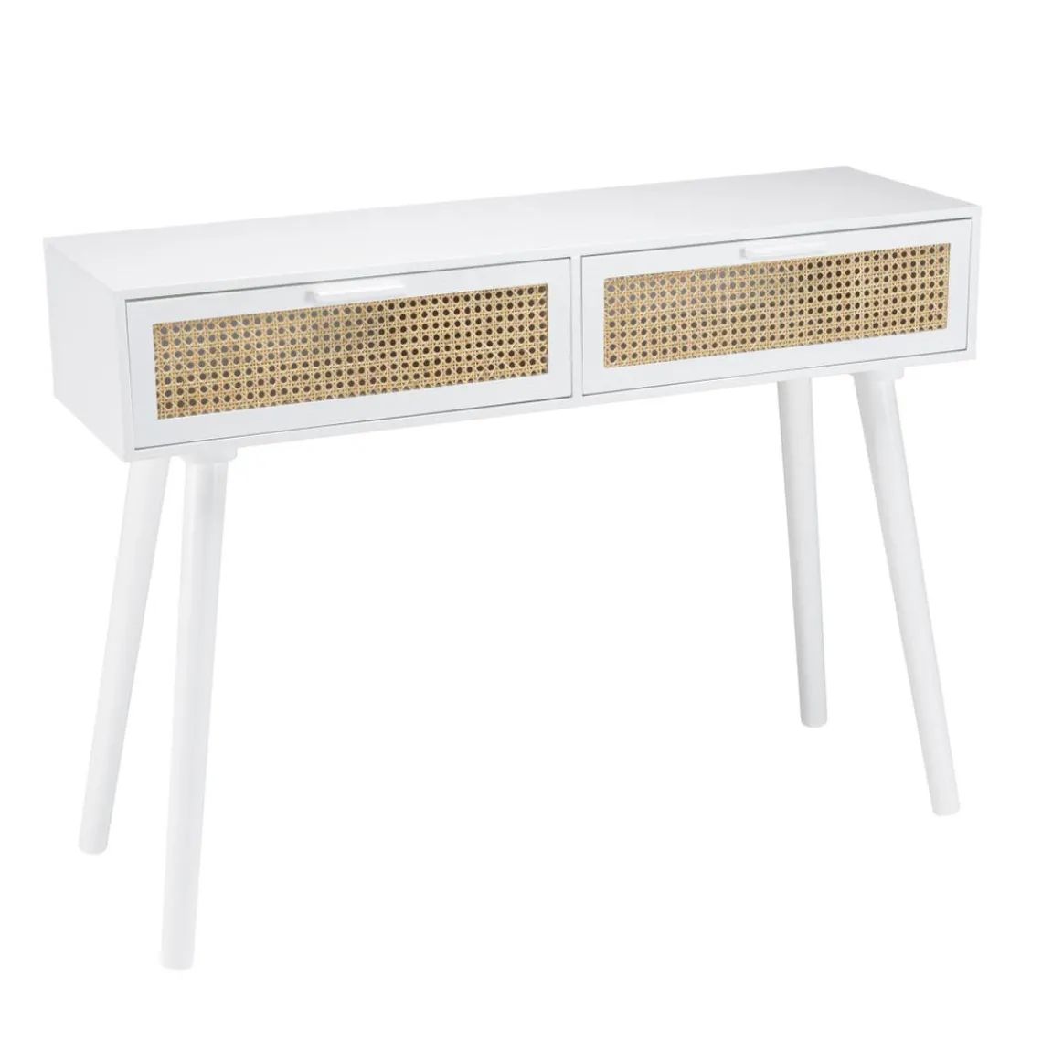 Macabane Console blanche 2 tiroirs cannage naturel Online