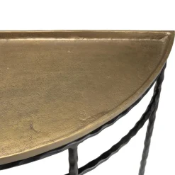 Macabane Console demi-lune 90x36cm alu doré pieds métal noirs torsadés JOHAN Hot