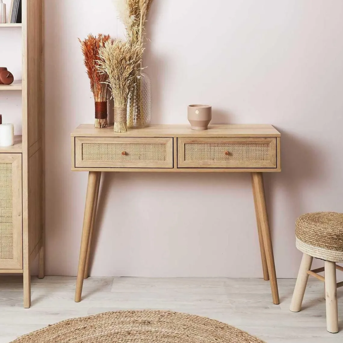 3S. x Home Console d'Entrée 2 Tiroirs en Bois Hot