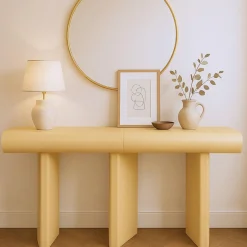 3S. x Home Console design 2 tiroirs avec pieds obliques Mezade Beige Discount