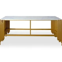 3S. x Home Console Design FALBALA En Marbre Blanc Et Métal Or Doré Outlet