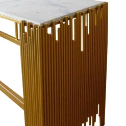 3S. x Home Console Design FALBALA En Marbre Blanc Et Métal Or Doré Outlet