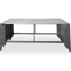 3S. x Home Console Design FALBALA En Marbre Blanc Et Métal Argent Outlet