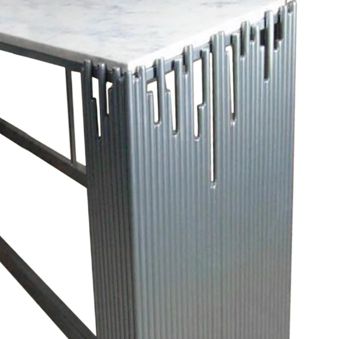 3S. x Home Console Design FALBALA En Marbre Blanc Et Métal Argent Outlet