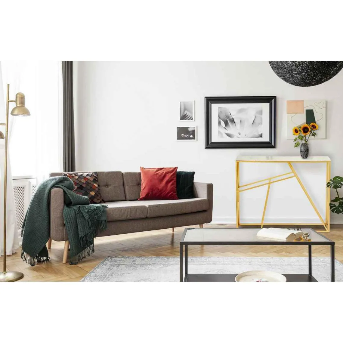 3S. x Home Console Design PUZZLE Marbre Et Métal Or Clearance