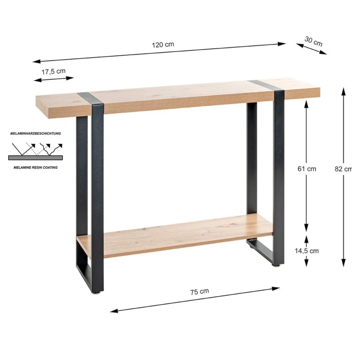 3S. x Home Console deux niveaux bois et métal