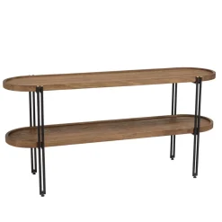 Macabane Console double plateau arrondi en bois de teck recyclé Hot