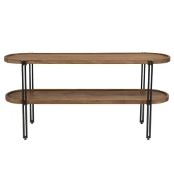 Macabane Console double plateau arrondi en bois de teck recyclé Hot
