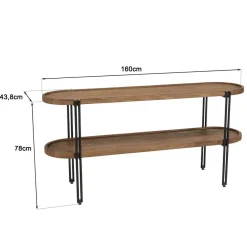Macabane Console double plateau arrondi en bois de teck recyclé Hot
