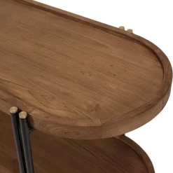 Macabane Console double plateau arrondi en bois de teck recyclé Hot