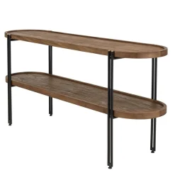 Macabane Console double plateau arrondi en bois de teck recyclé Hot