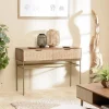 Macabane Console en bois de manguier 2 tiroirs motifs ethniques ALIX Hot