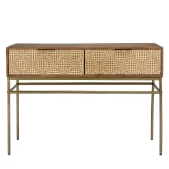 Macabane Console en bois de manguier 2 tiroirs motifs ethniques ALIX Hot