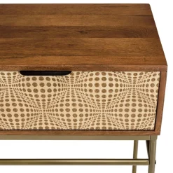 Macabane Console en bois de manguier 2 tiroirs motifs ethniques ALIX Hot