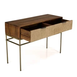 Macabane Console en bois de manguier 2 tiroirs motifs ethniques ALIX Hot