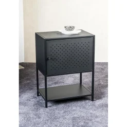 3S. x Home Console en métal avec étagère et porte noir Sale