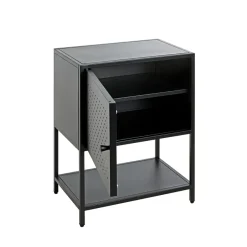 3S. x Home Console en métal avec étagère et porte noir Sale