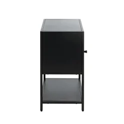 3S. x Home Console en métal avec étagère et porte noir Sale