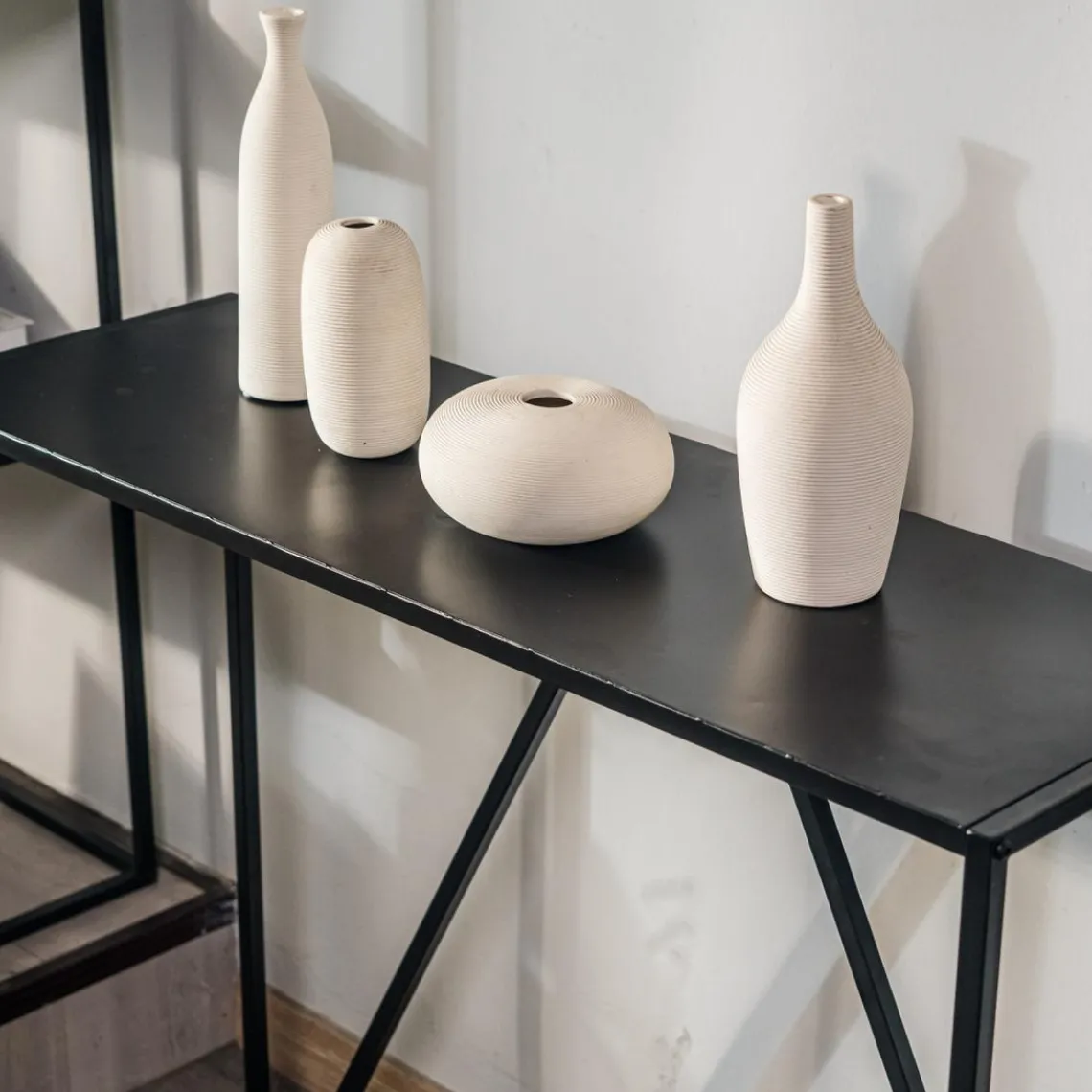 3S. x Home Console en métal Blanc Style industriel Noir Sale