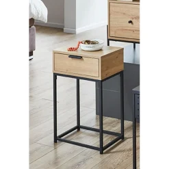 3S. x Home Console en métal noir avec corps et tiroir chêne Outlet