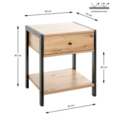 3S. x Home Console en métal noir étagères et tiroir décor chêne Clearance